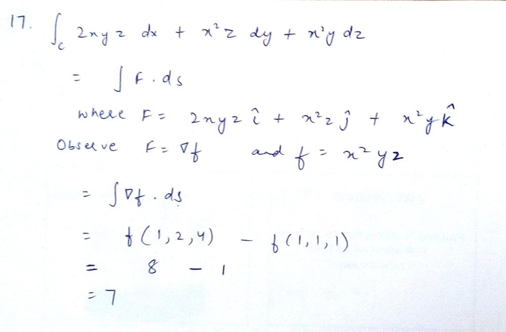 Evaluate The Line Integral Int C 2xyz Dx X 2z Dy X 2y Dz Where Math C Math Is An Oriented Simple Curve Connecting Math 1 1 1 Math To Math 1 2 4 Math Homework Help