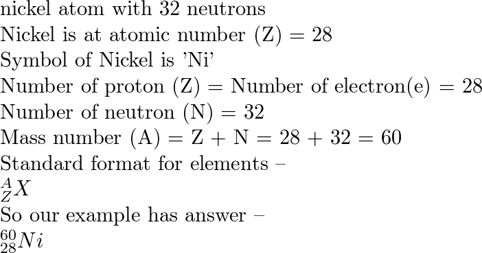 A nickel atom sale with 32 neutrons