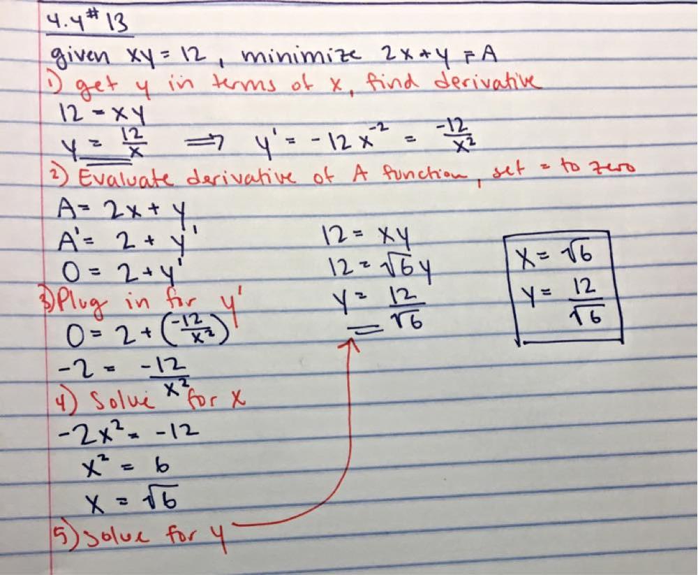 Find Positive Numbers X And Y Satisfying The Equation Xy 12 Such That The Sum 2x Y Is As Small As Possible Homework Help And Answers Slader