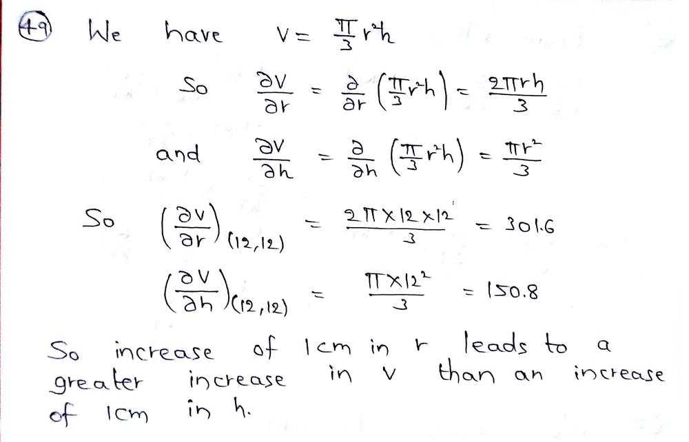 The Volume Of A Right Circular Cone Of Radius R And Height H Is V Frac Pi 3 R 2 H Suppose That R