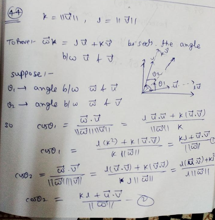 Let U And V Be Nonzero Vectors In 2 Or 3 Space And Let K U And L V Prove That The Vector W Lu Kv Bisects The Angle Between