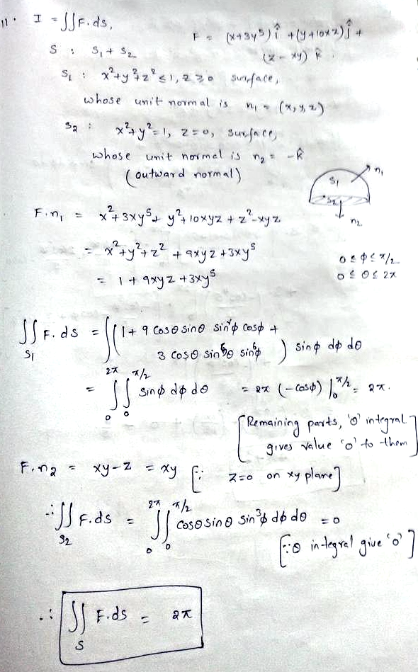 Calculate The Integral Math Int Int S Mathbf F Cdot D Mathbf S Math Where Math S Math Is The Entire Surface Of The Solid Half Ball Math X 2 Y 2 Z 2 Leq 1 Z Geq 0 Math And Math Mathbf F X