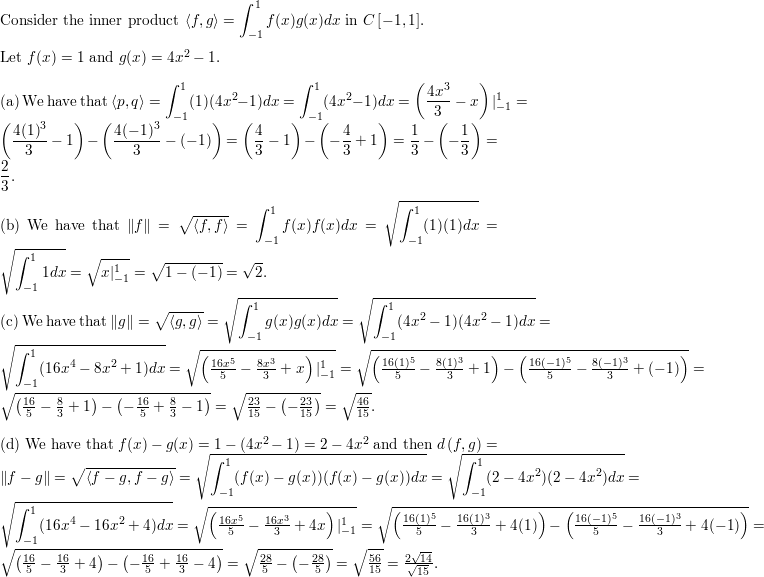 Use The Functions Math F Math And Math G Math In Math C Begin Bmatrix 1 1 End Bmatrix Math To Find Math A Langle F G Rangle B F C G Math And Math D D F G Math For The Inner Product