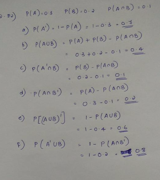 If P A 0 3 P B 0 2 And P A B 0 1 Determine The Following Probabilities A P A B P A B C P A B D P A B E