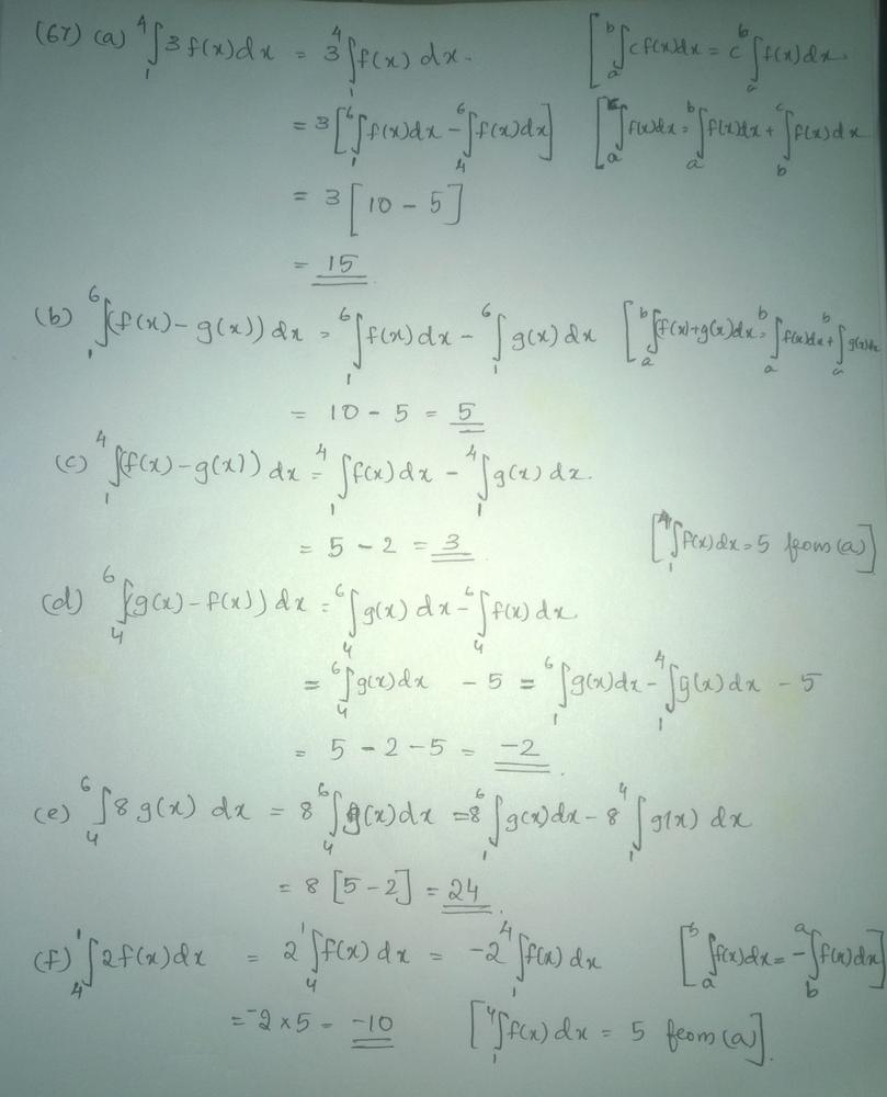 Consider Two Functions F And G On 1 6 Such That Int 1 6 F X D X 10 Int