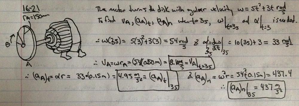 The Motor Turns The Disk With An Angular Velocity Of Math Omega 5 T 2 3 T Math Rad S Where T Is In Seconds Determine The Magnitudes Of The Velocity And The N And T Components Of