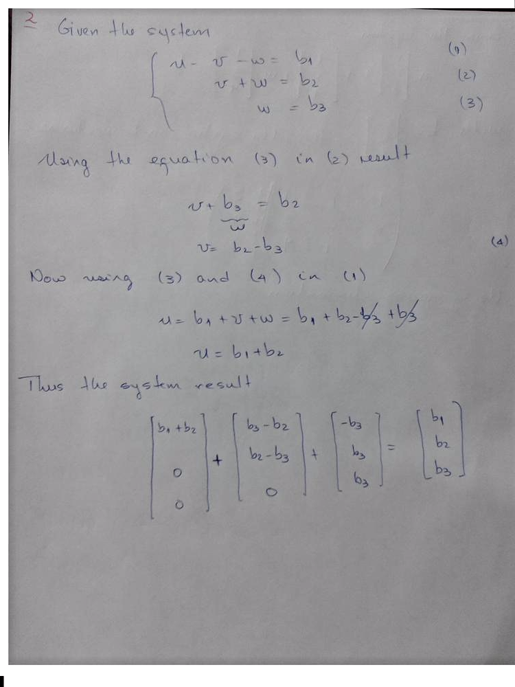 Solve To Find A Combination Of The Columns That Equals B U V W B V W B W B Homework Help And Answers Slader