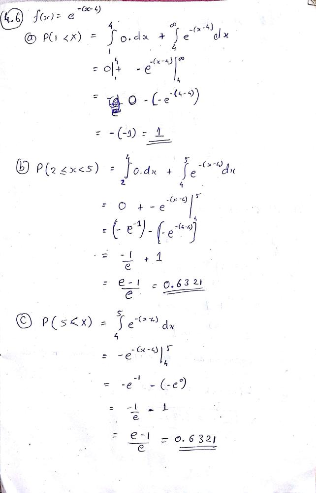 Suppose That F X E X 4 For 4 X Determine The Following A P 1 X B P 2 X 5 C P 5 X D P 8 X 12