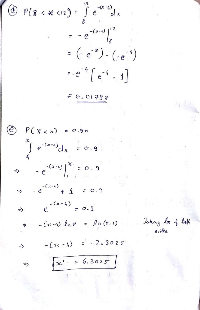 Suppose That F X E X 4 For 4 X Determine The Following A P 1 X B P 2 X 5 C P 5 X D P 8 X 12