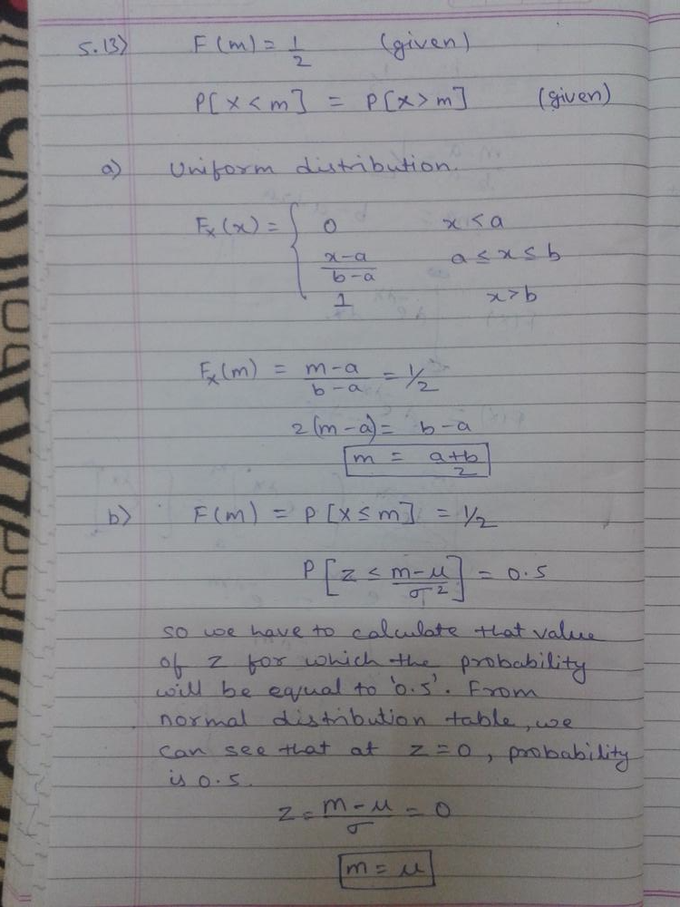 The Median Of A Continuous Random Variable Having Distribution Function F Is That Valuemsuch That F M Frac 1 2 That Is A Random Variable