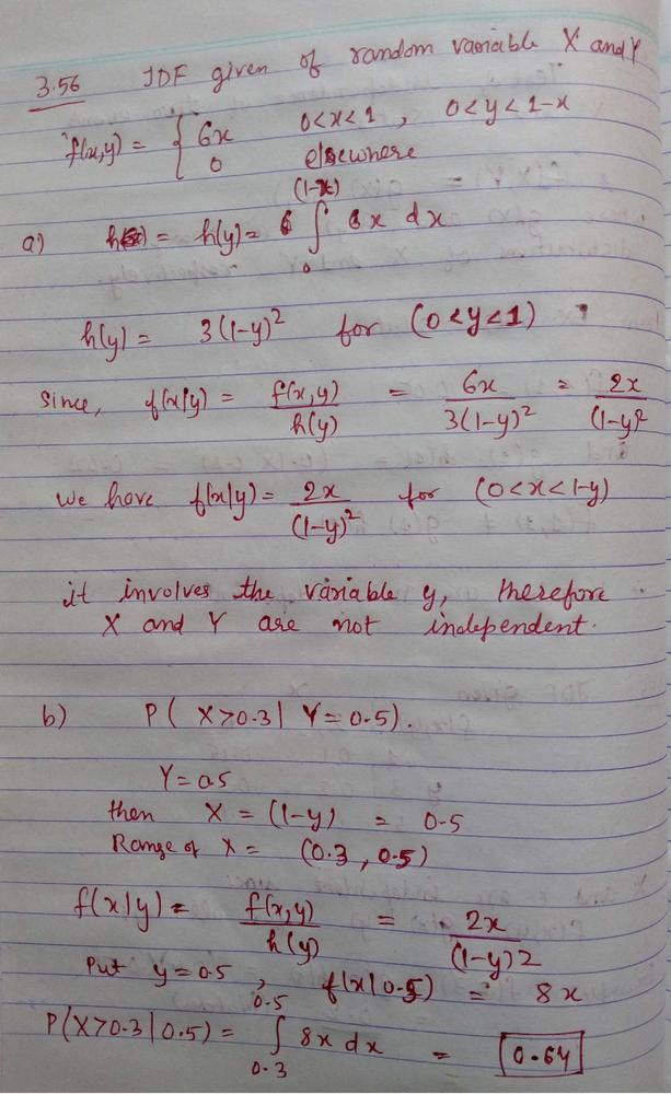 Math Text The Joint Density Function Of The Random Variables X Text And Y Text Is Math F X Y 6x Text For 0 X 1 Text 0 Y 1 X F X Y 0 Text Elsewhere