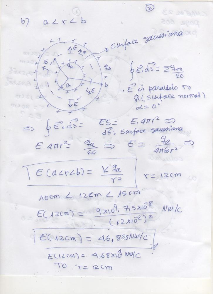 Two Charged Concentric Spherical Shells Have Radii 10 0 Cm And 15 0 Cm The Charge On The Inner Shell Is 7 50 Times 10 8 C And That On The Outer Shell Is 6 33 Times