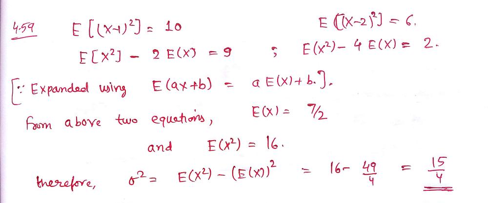 Math Text If A Random Variable X Text Is Defined Such That Math E X 1 2 10 Text And E X 2 2 6 Math Text