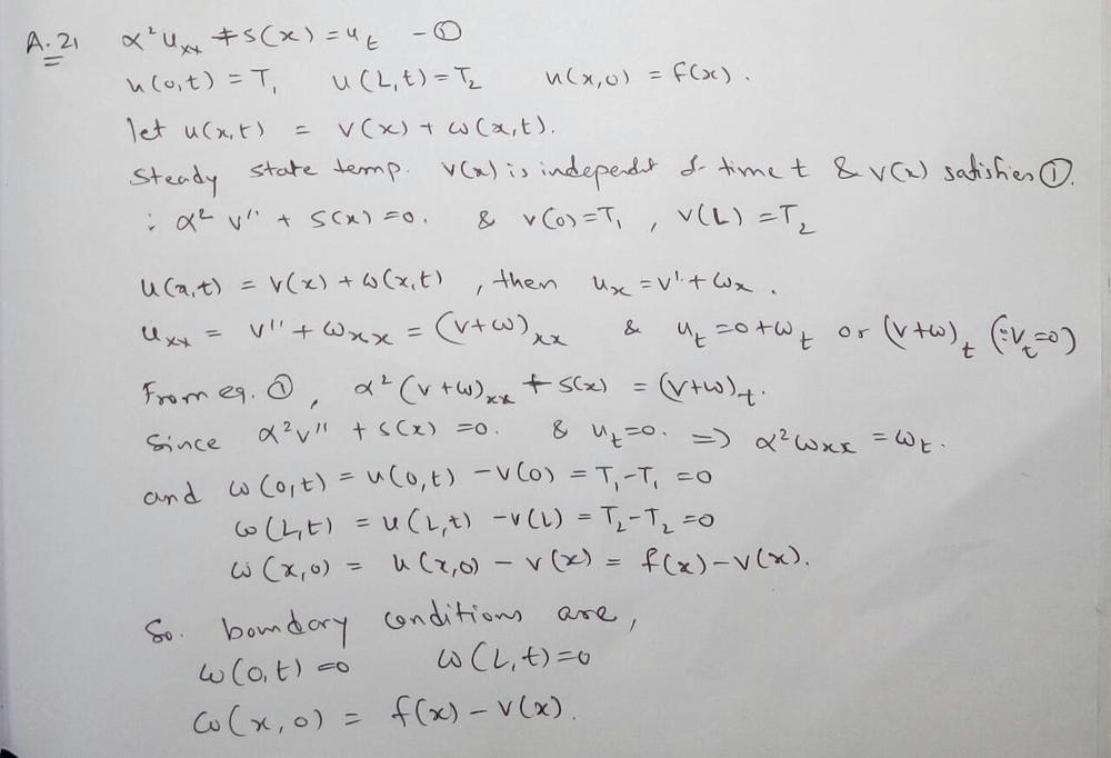 Consider The Heat Conduction Problem In A Bar That Is In Thermal Contact With An External Heat Source Or Sink Then The Modified Heat Conduction Equation Is Ut uxx S X I Where The Terms X Describes The Effect