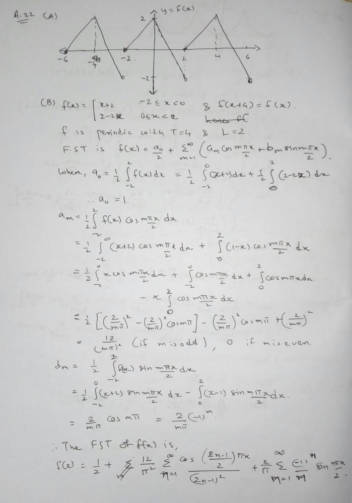 A Sketch The Graph Of The Given Function For Three Periods B Find The Fourier Series For The Given Function C Plot The Partial Sum Sm X Versus X For M 5 10 And D Describe