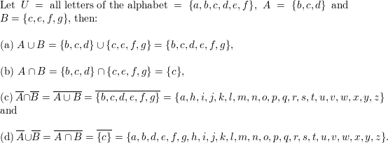 Let U All Letters Of The Alphabet A B C D And B C E F G List All The Elements Of The Sets A Quad A Cup B Quad Quad B Quad A Cap B C Quad Overline A Cap Overline B