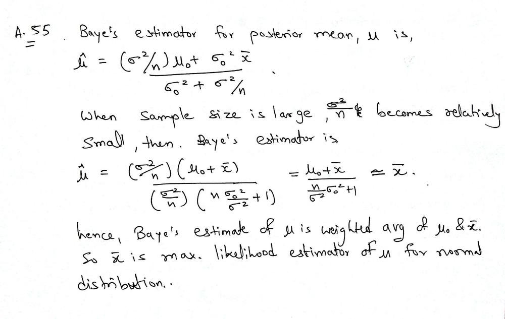 Suppose That X Is A Normal Random Variable With Unknown Mean M And Known Variance S 2 The Prior Distribution For M Is A Normal Distribution With Mean M 0 And Variance S 2 0 Show