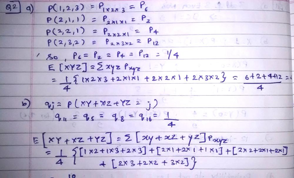 The Joint Probability Mass Function Of The Random Variables X Y Z Is P 1 2 3 P 2 1 1 P 2 2 1 P 2 3 2