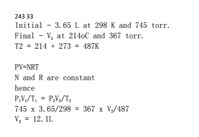 A Sample Of Carbon Monoxide Occupies 3 65 L At 298 K And 745 Torr Find Its Volume At Math 14 Circ Mathrm C Math And 367 Torr Homework Help And Answers Slader