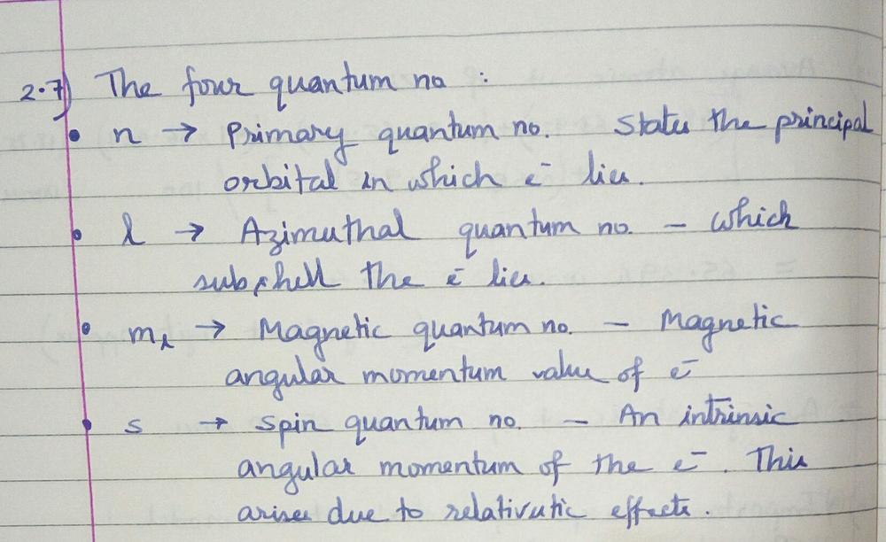 Relative To Electrons And Electron States What Does Each Of The Four Quantum Numbers Specify Homework Help And Answers Slader