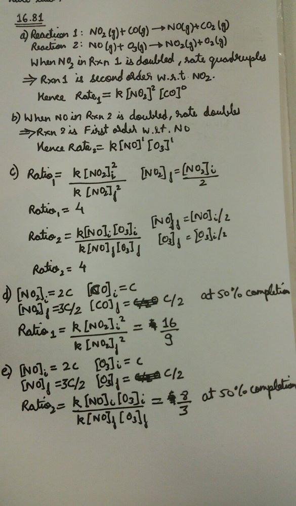 Experiments Show That Each Of The Following Redox Reactions Is Second Order Overall Reaction 1 Math Mathrm No 2 Mathrm G Mathrm Co