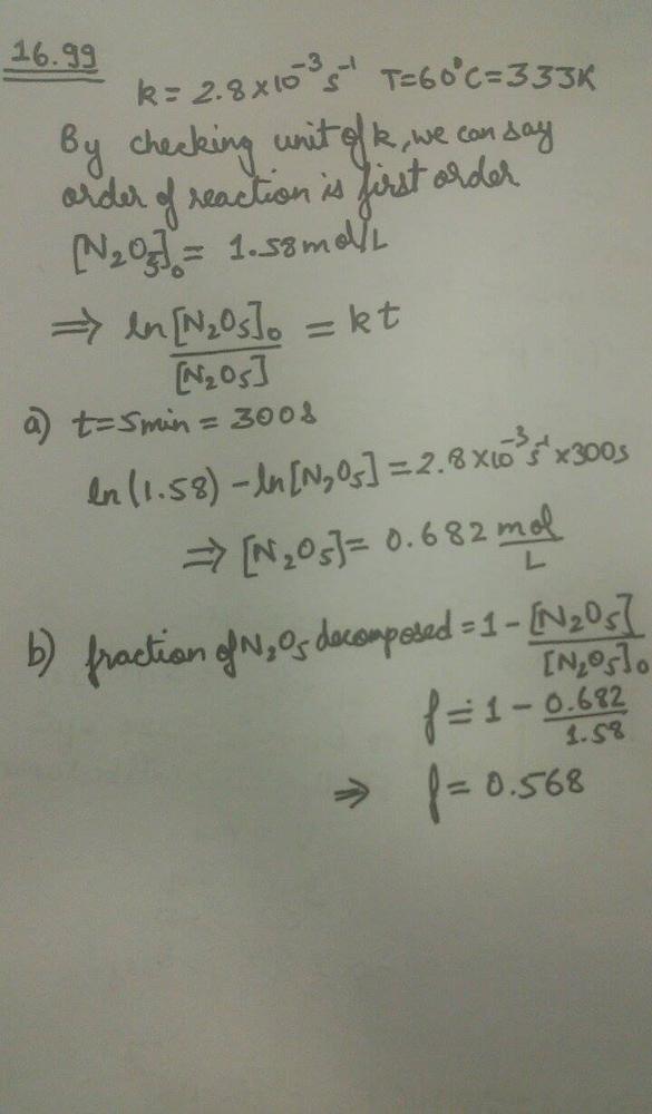 For The Decomposition Of Gaseous Dinitrogen Pentaoxide Math 2 Mathrm N 2 Mathrm O 5 Mathrm G Rightarrow 4 Mathrm No 2