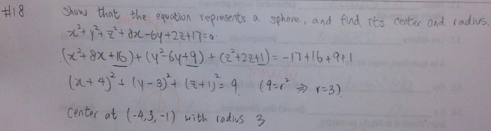 Show That The Equation Represents A Sphere And Find Its Center And Radius X2 Y2 Z2 8x 6y 2z 17 0 Homework Help And Answers Slader