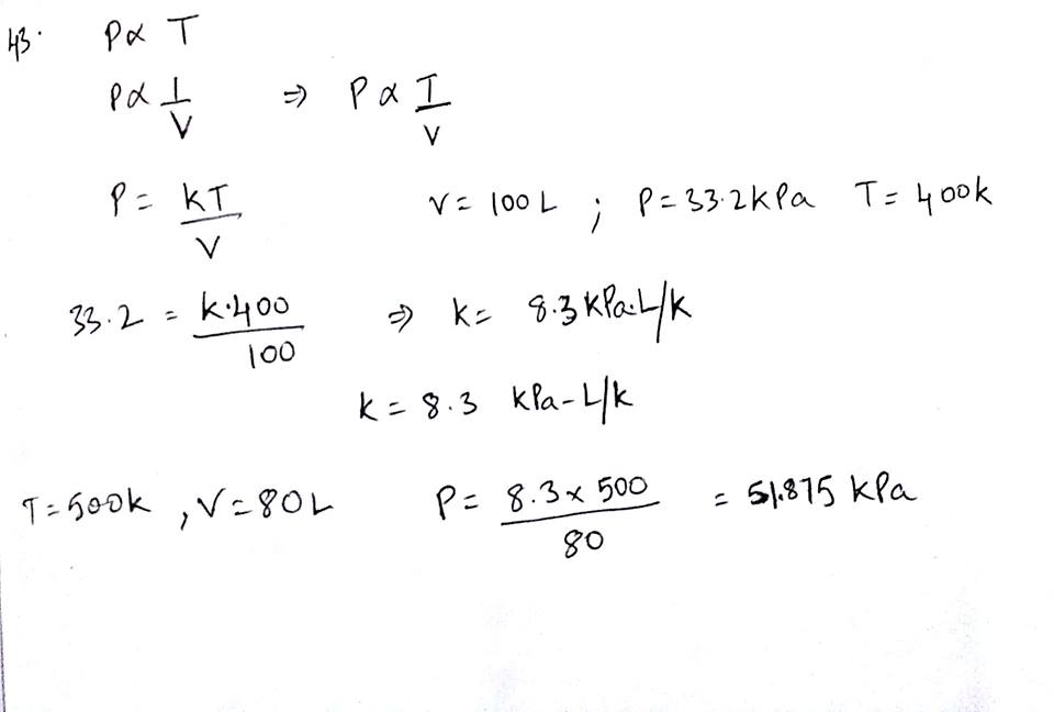 The Pressure P Of A Sample Of Gas Is Directly Proportional To The Temperature T And Inversely Proportional To The Volume V A Write An Equation That Expresses This Variation B Find