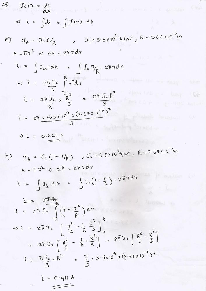 What Is The Current In A Wire Of Radius R 2 67 Mm If The Magnitude Of The Current Density Is Given By A J A J