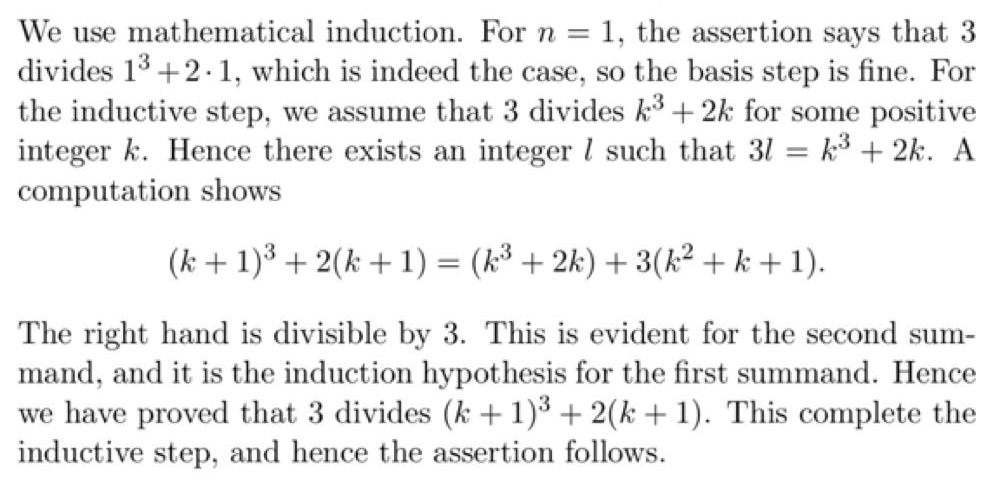 Use Mathematical Induction To Prove Divisibility Facts Prove That 3 Divides N 3 2n Whenever N Is A Positive Integer Homework Help And Answers Slader