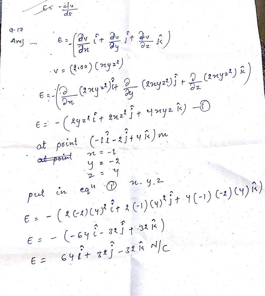 What Is The Magnitude Of The Electric Field At The Point 1 00 Hat I 2 00 Hat J 4 00 Hat K M