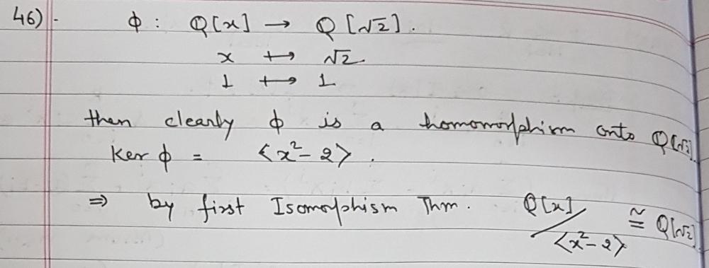 Math Begin Array L Text Prove That Q X Left Langle X 2 2 Right Rangle Text Is Ring Isomorphic To Q