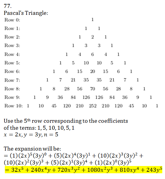 Expand The Binomial By Using Pascal S Triangle To Determine The Coefficients Math 2 X 3 Y 5 Math Homework Help And Answers Slader