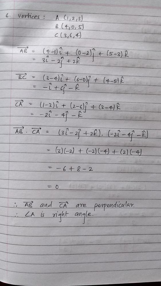 Show That The Triangle With Vertices Math 1 2 3 Math Math 4 0 5 Math And Math 3 6 4 Math Has A Right Angle Homework Help And Answers Slader