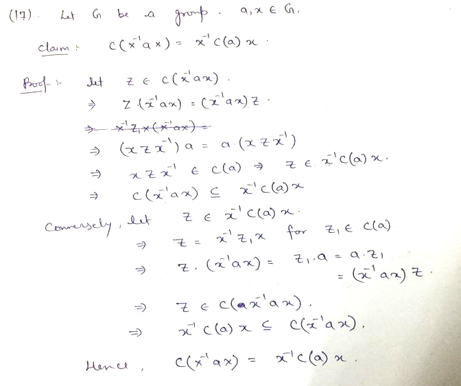 If Math G Math Is A Group And Math A X In G Math Prove That Math C Left X 1 A X Right X 1