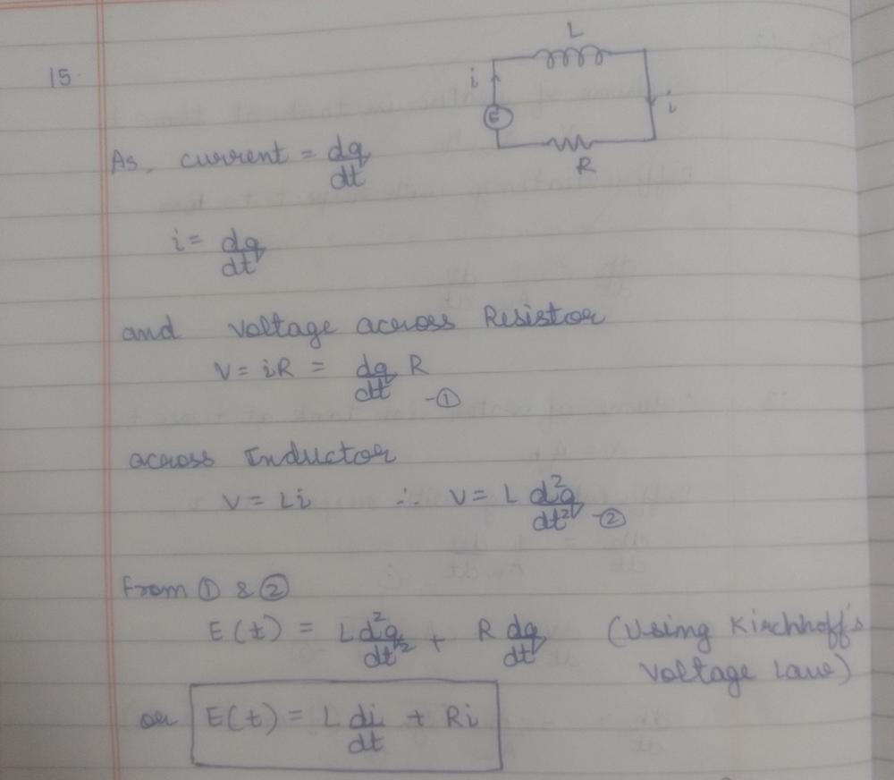 A Series Circuit Contains A Resistor And An Inductor Determine A Differential Equation For The Current Math I T Math If The Resistance Is Math R Math The Inductance Is Math L Math And The Impressed Voltage Is Math E T Math