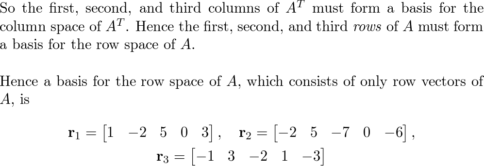 Find a basis for the row space of A that consists entirely o Quizlet