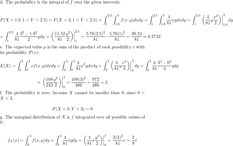 Determine The Value Of C Such That The Function F X Y Cry For 0 X 3 And 0 Y 3 Satisfies The Properties Of A Joint Probability