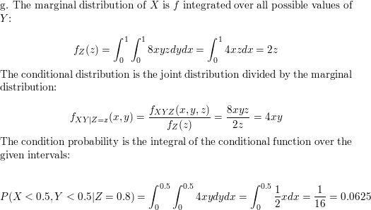 Suppose That The Random Variables X Y And Z Have The Joint Probability Density Function F X Y Z 8xyz For 0 X 1 0 Y 1 And