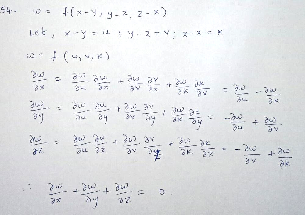 Let F Be A Differentiable Function Of Three Variables And Suppose That W F X Y Y Z Z X Show That Frac Partial W Partial X Frac Partial W