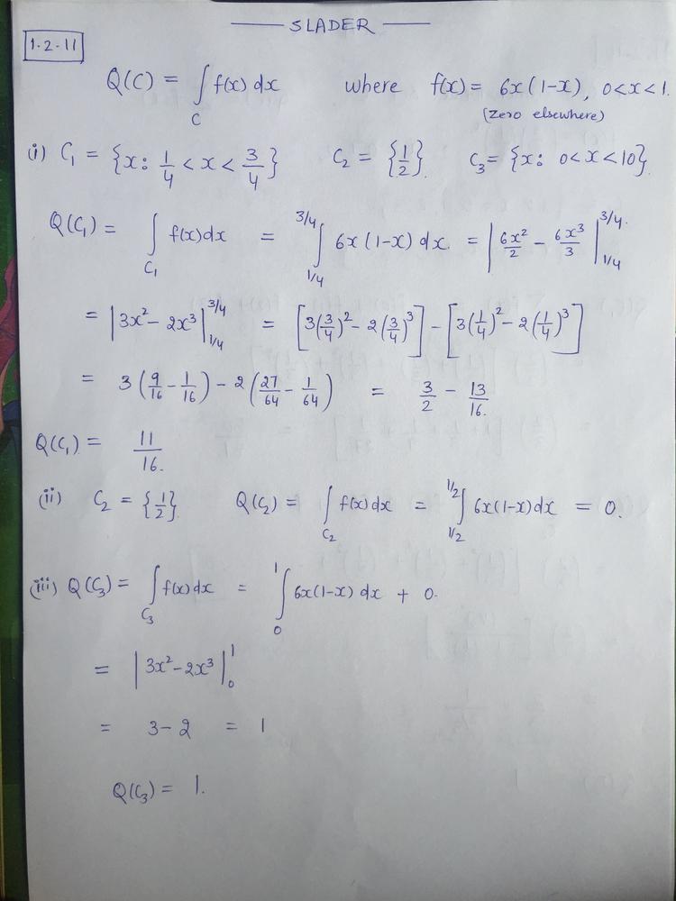 For Every One Dimensional Set C For Which The Integral Exists Let Math Q C Int C F X D X Math Where Math F X 6 X