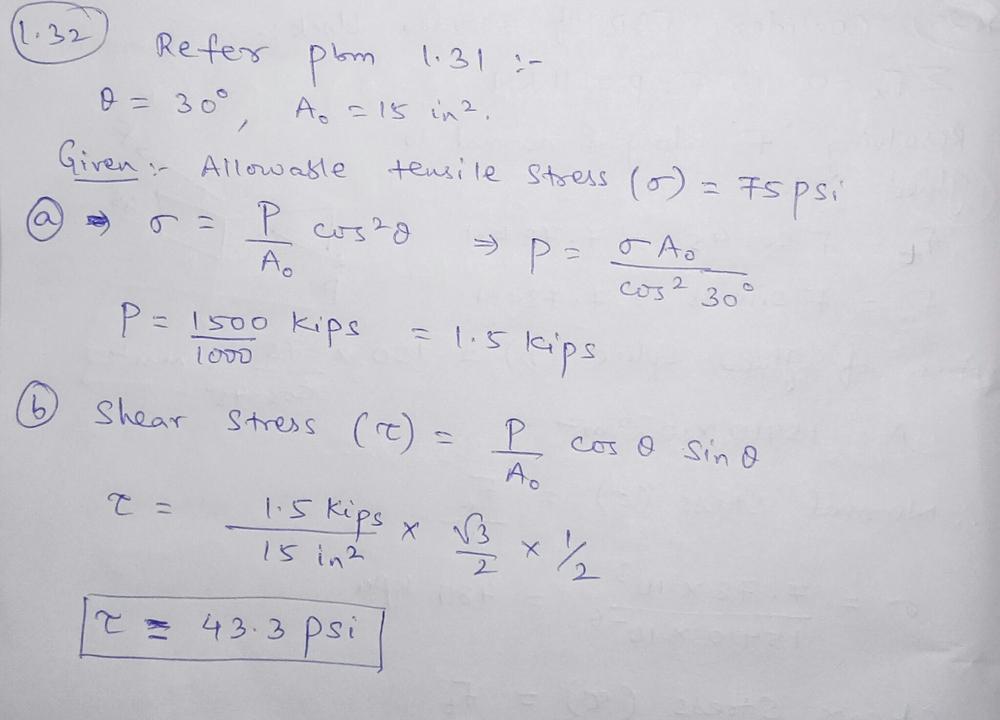 Mechanics Of Materials - 9780073398235 - Exercise 32 | Quizlet