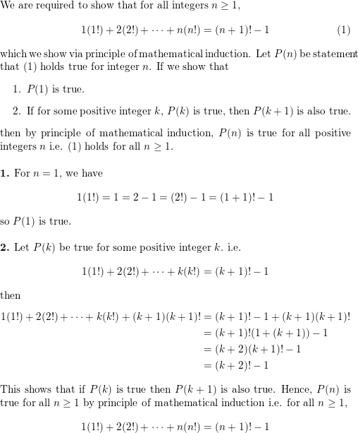 Use Mathematical Induction To Derive The Following Formula F Quizlet