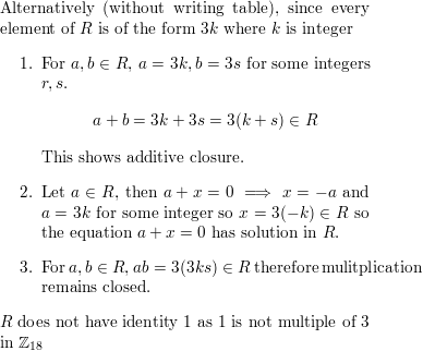 Show that the subset $R = \{0, 3, 6, 9, 12, 15 \}$ of $\math | Quizlet