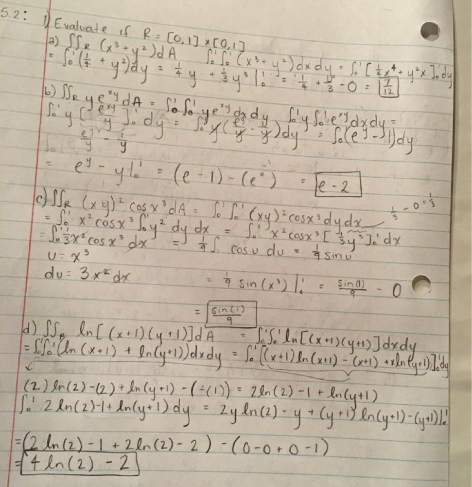 Evaluate Each Of The Following Integrals If Math R 0 1 Times 0 1 Math A Math Displaystyle Iint R Left X 3