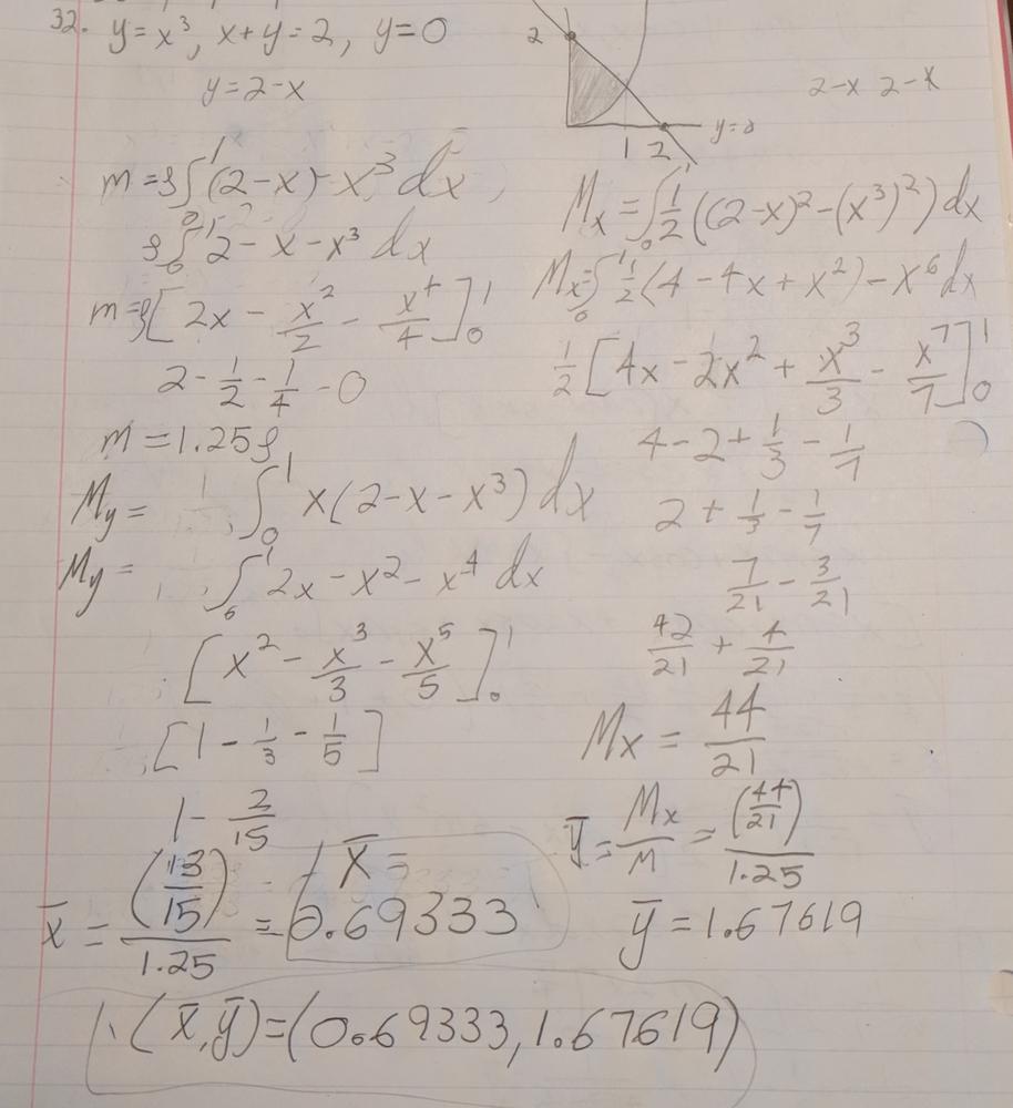 Find The Centroid Of The Region Bounded By The Given Curves Y X 3 X Y 2 Y 0 Homework Help And Answers Slader