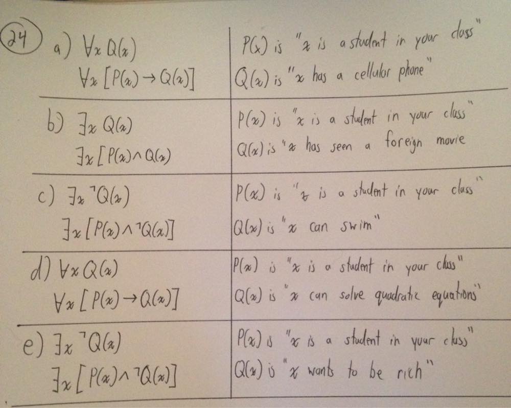 Translate In Two Ways Each Of These Statements Into Logical Expressions Using Predicates Quantifiers And Logical Connectives First Let The Domain Consist Of The Students In Your Class And Second Let It