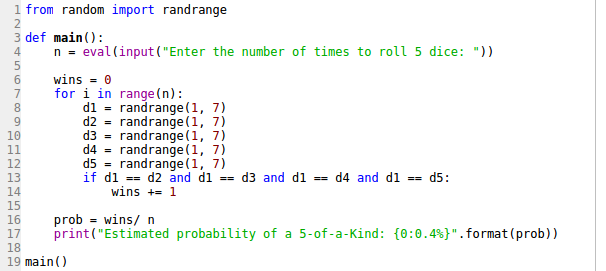 Simulate a Dice Roll With C Code