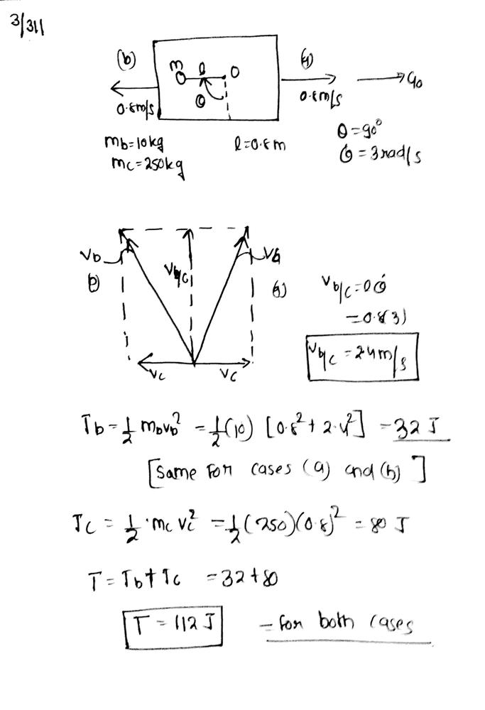 The Ball A Of Mass 10 Kg Is Attached To The Light Rod Of Length L 0 8 M The Mass Of The Carriage Alone Is 250 Kg And It Moves With