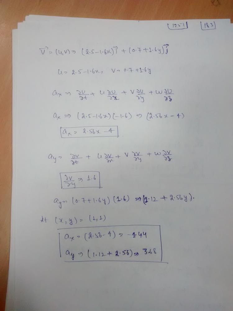 A Steady Incompressible Two Dimensional Velocity Field Is Given By Math Ec V U V 2 5 1 6 X Ec I 0 7 1 6 Y Ec J Math Where The X And Y Coordinates Are In Meters And The Magnitude Of Velocity Is In M S